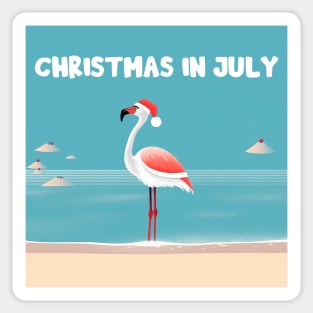 Xmas in July, Funny Flamingo Santa Tropical Christmas Sticker